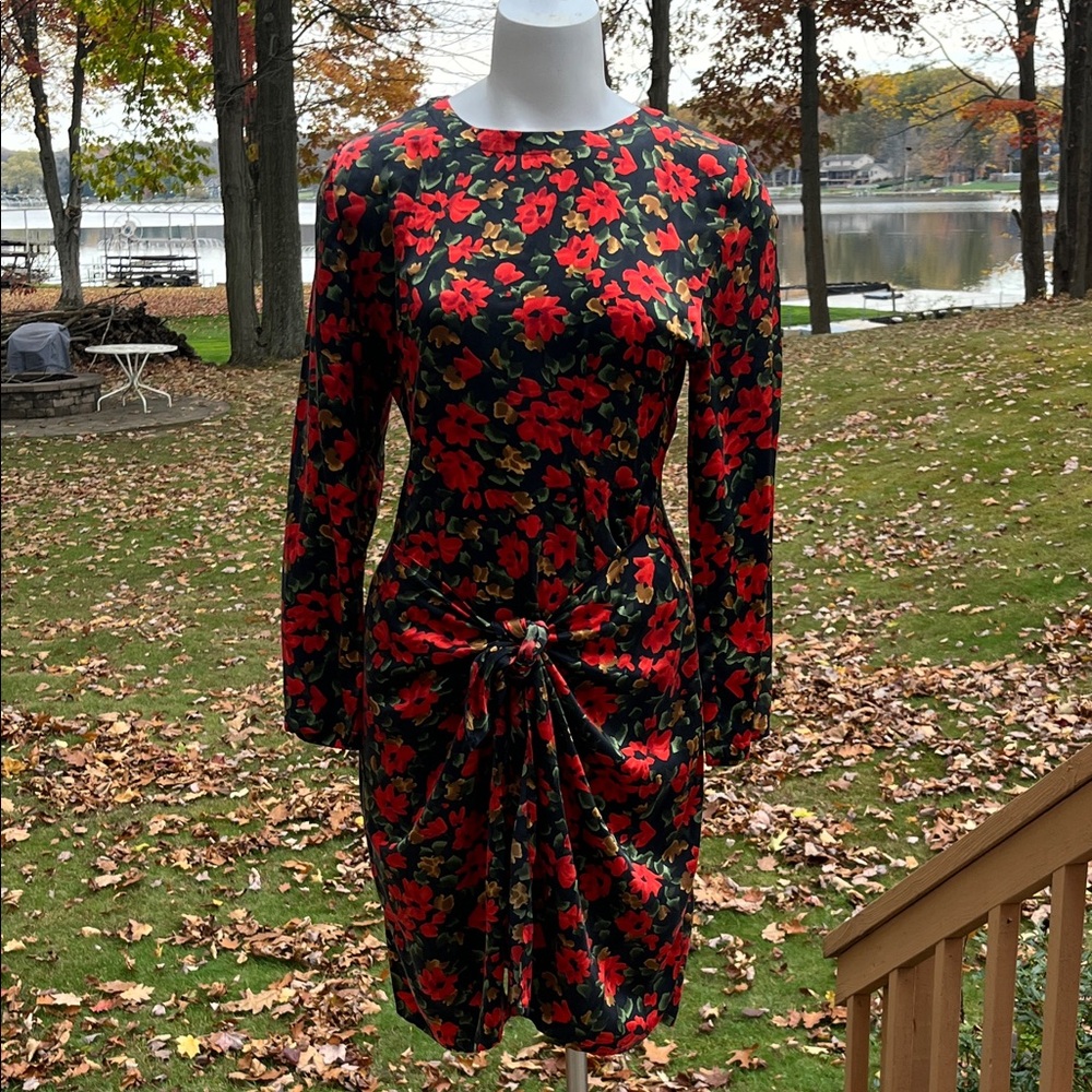 Mary Jo Bruno vintage silk vibrant floral dress 6-8